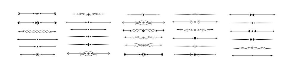 Obraz na płótnie Canvas Vintage decorative lines. text dividers. Line border separators Vintage dividers. Vector