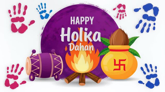 Happy Holika Dahan Bonfire Celebration Traditional Indian Festival