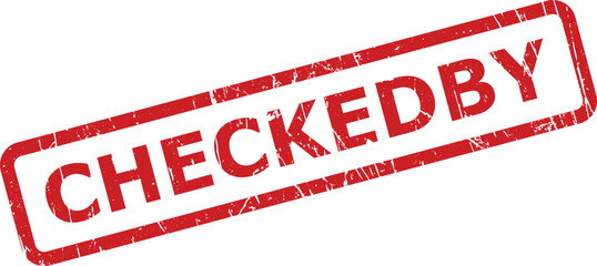 Red CHECKED BY Rubber Stamp Impression Signifying Verification on a White Background