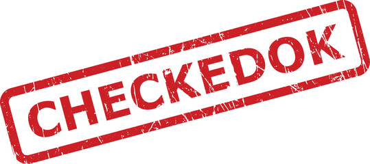Red CHECKED OK Rubber Stamp Impression Denoting Approval on a Pure White Background