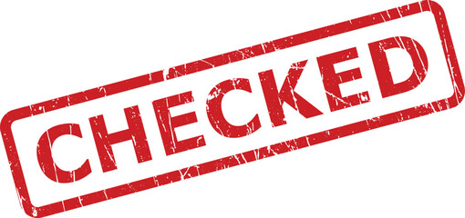 Red CHECKED Rubber Stamp Impression Showing Approval on a Clean White Background