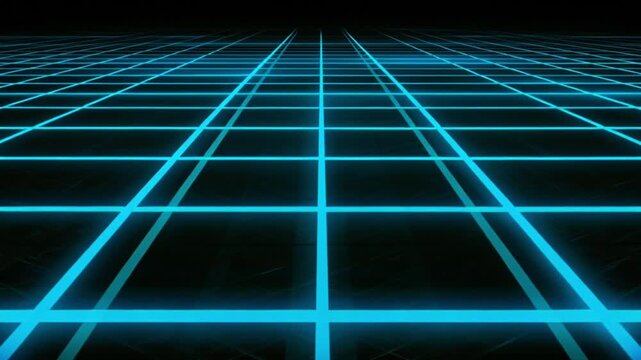 Futuristic blue digital grid floor perspective animation loop