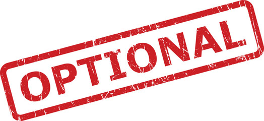 Red grunge rubber stamp impression clearly displaying the word OPTIONAL on a pristine white surface