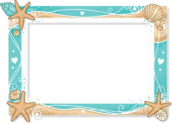 Beach and ocean themed frame with starfish and shells © Ali