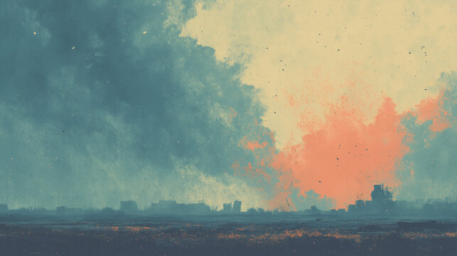 Post-War Destruction Landscape &ndash; City After Explosion Concept