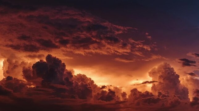 Dramatic Red Storm Clouds, Wide Angle, Rolling During Sunset, Cinematic Apocalyptic Sky Time Lapse