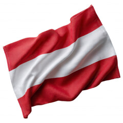 Obraz premium Red and white striped fabric flag on a dark background.