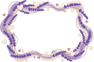Lavender and Hearts Frame with Gentle Swirls