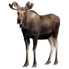 Obraz premium Majestic animal with antlers standing against a black background.