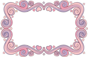 Whimsical Pastel Swirl Frame with Hearts and Stars