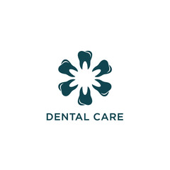 Dental care logo with flower symbol, health icon, medical emblem