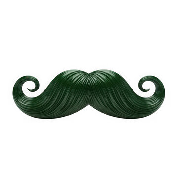 Luxurious green handlebar mustache illustration isolated on transparent background