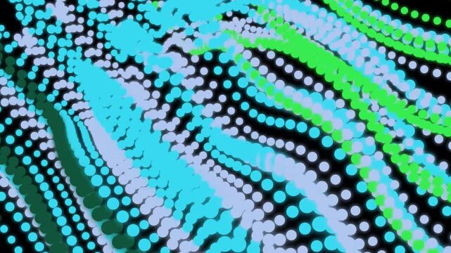 vibrant abstract dot pattern artwork featuring wavy lines and circular shapes in shades of blue and green colors flowing.