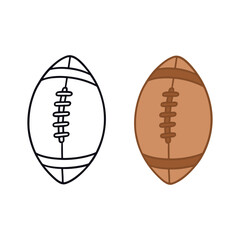 Obraz premium Vector illustration of two American footballs shown in white and brown versions, representing classic sports ball icon variations.