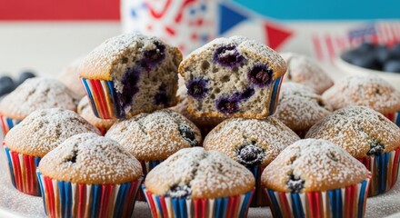 Delicious Blueberry Muffins with Powdered Sugar