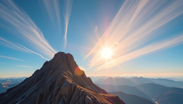 20260201184133list 275 A serene mountain summit rises majestically, crowned with jagged rocks and soft patches of moss, overlooking a sprawling, rugged ridge that stretches into the horizon