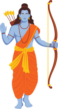 Lord Ram Holding Bow In Standing Blessing Pose Illustration for Ram Navami and Dussehra Celebration design