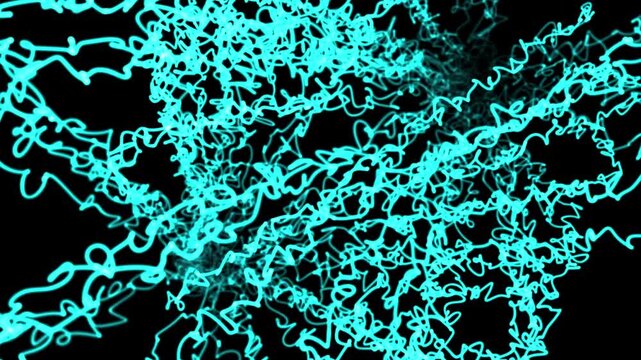 Neon squiggles animate across a black background