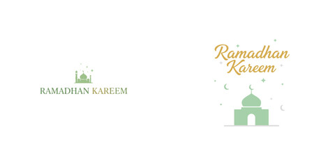Vector greeting &ldquo;Ramadhan Kareem&rdquo;. Ramadan theme. Vector, minimalist, illustration, icon set.