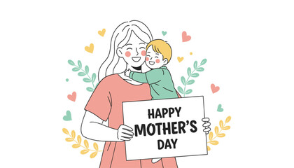 Obraz premium Mothers Day vector illustration with mother and child hugging perfect for love and appreciation projects