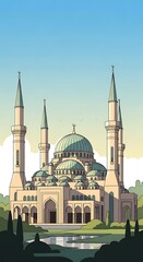 Fototapeta premium Beautiful mosque with minarets and dome.