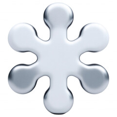 A 3D metallic snowflake with a smooth and seamless design.