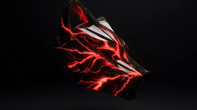 Mystical wolf mask with red lightning in dark fantasy art