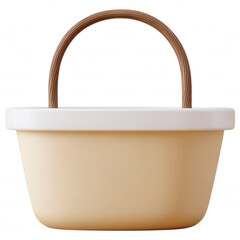Delicate basket with handle in light colors and simple design.