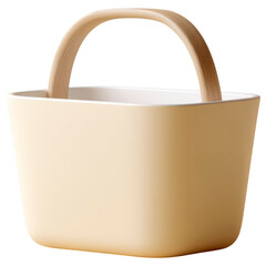 Elegant storage container with smooth finish and wooden handle.