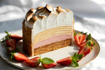 National Baked Alaska Day Celebration Cake with Toasted Meringue and Elegant Kitchen Background