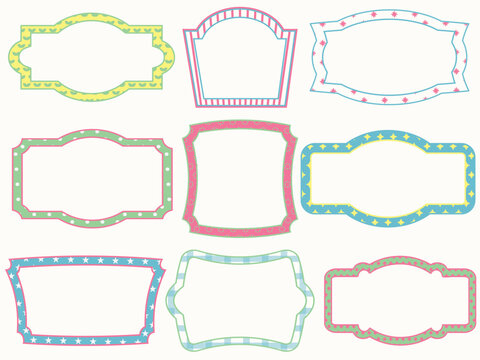 Vintage frames set, funny frames with ornament, funny background