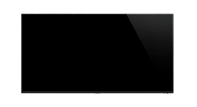 Blank modern widescreen TV screen or computer monitor mockup. Isolated on transparent background, png