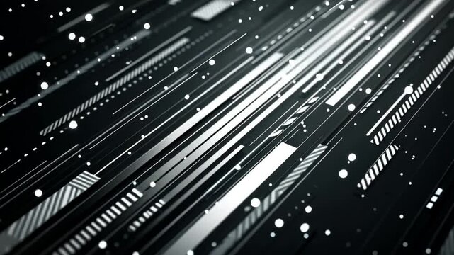 Abstract monochrome digital data lines with futuristic motion animation loop