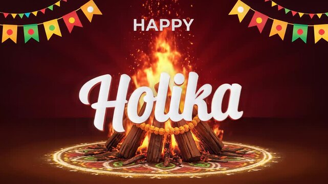 Burning Holika Dahan Hindu Fire Ritual Holi Festival Background
