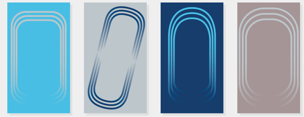 Minimal Abstract Arch Line Backgrounds Set