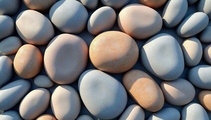 Smooth Rounded River Stones in a Natural Arrangement.