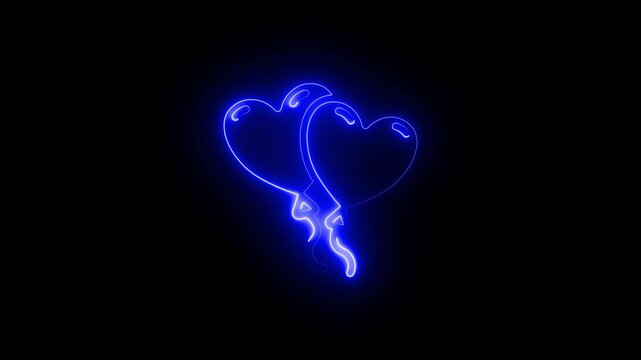 Glowing blue neon heart shape with electric sparks on black background for love and technology concept
