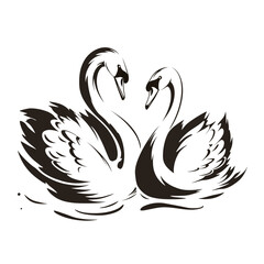Fototapeta premium Elegant swan silhouette depicting grace and harmony on white background