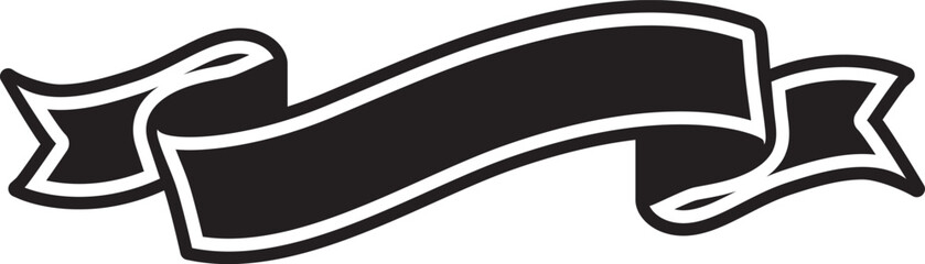 黒色のモダンなリボンフレーム シックな見出しバナー 冠婚葬祭・高級感・ベクター素材