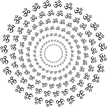 Om Typography Circular Mantra Chanting Pattern For Religious Background
