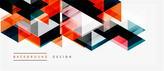 Fototapeta premium Abstract geometric pattern. Orange, gray, white triangles create dynamic visual texture. Modern design element for backgrounds.