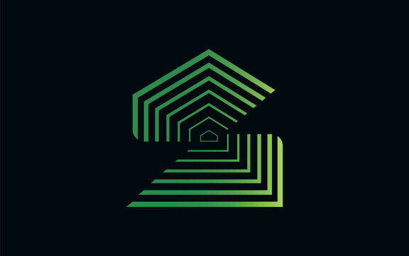 S letter modern logo formed with smooth blend lines, subtly shaping a home silhouette within the design. Flowing composition conveys comfort, stability, and contemporary style, ideal for real estate.