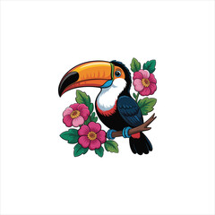 Obraz premium A cartoon illustration of a toucan