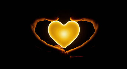 Fototapeta premium Glowing Heart Shaped Flame on Dark Background
