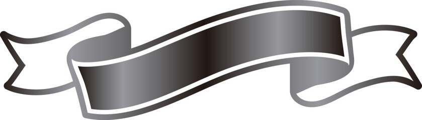 シルバーの洗練されたリボンフレーム 光沢感のある見出しバナー