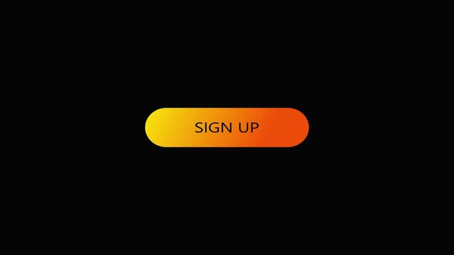 Bright Yellow Sign Up Button on Black Background for Web Design Minimal Motion Graphic
