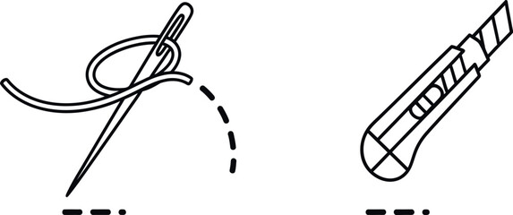 Sewing needle and thimble illustration