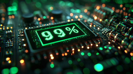 Obraz premium Digital Circuit with Green Display and Percentage Readout on Panel