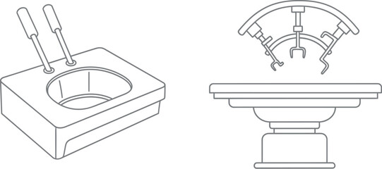 Simple line drawing of laboratory equipment and measuring device