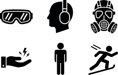 Safety equipment and human icons for emergency situations